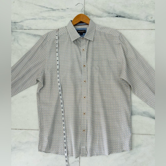 Johnston & Murphy Button Up Shirt Geometric Cotton Pockets Mens L Preppy Office - Picture 8 of 12